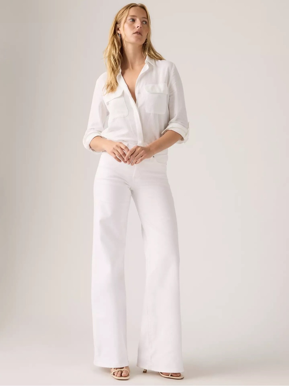LEVI’s 318 Classic Shaping Wide Leg Women's Jeans in "Soft Clean White"